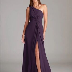Azazie “Brooke” One-Shoulder Gown in Plum, Size A2, NWT